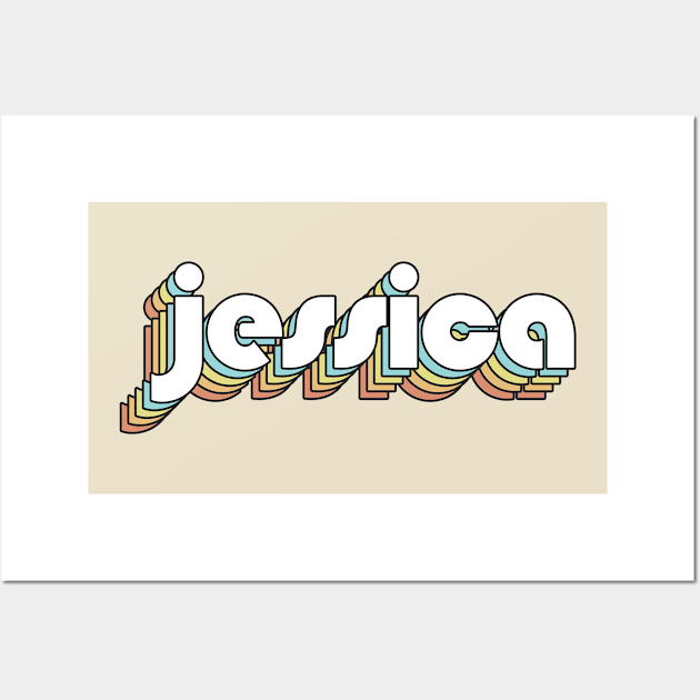 Jessica - Retro Rainbow Typography Faded Style Wall Art by Paxnotods